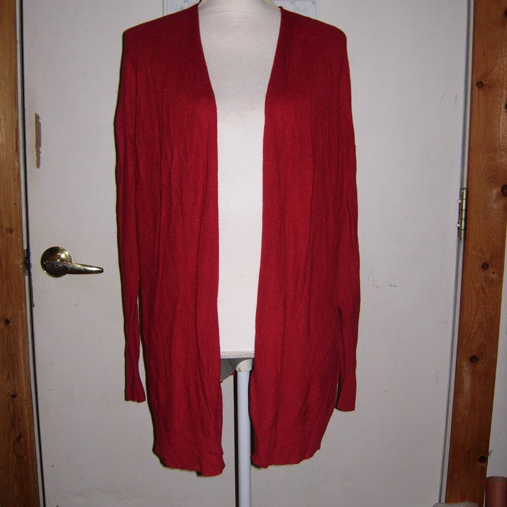 Ava & Viv Red Open Front Cardigan Sweater 2X